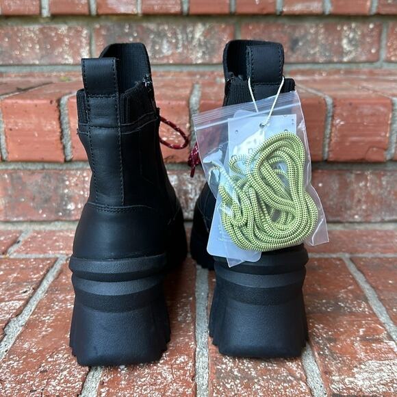 Nurture Whitney Water Resistant Leather Platform Boots Black Lug Sole Combat 7.5 - Picture 4 of 8